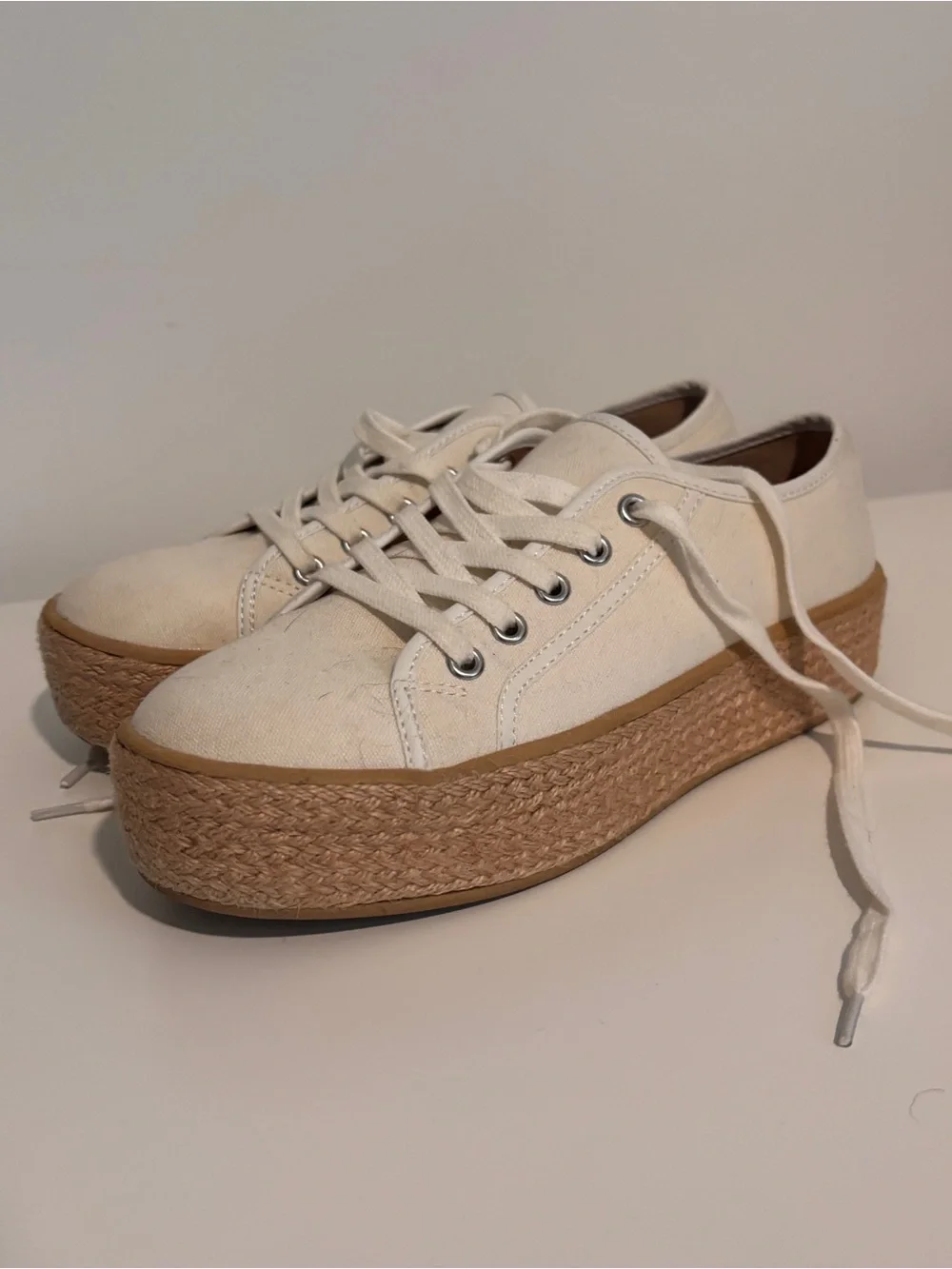 Steve Madden Cream Canvas Platform Espadrille Sneaker